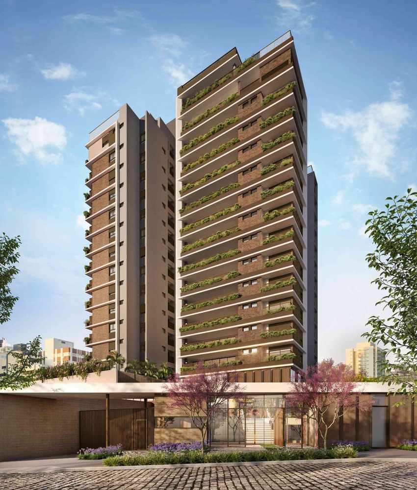 Fachada Do Edifício Praça Omaguás Pinheiros Com Design Contemporâneo, Torre Única E Paisagismo Assinado, Em Frente À Praça Dos Omaguás.