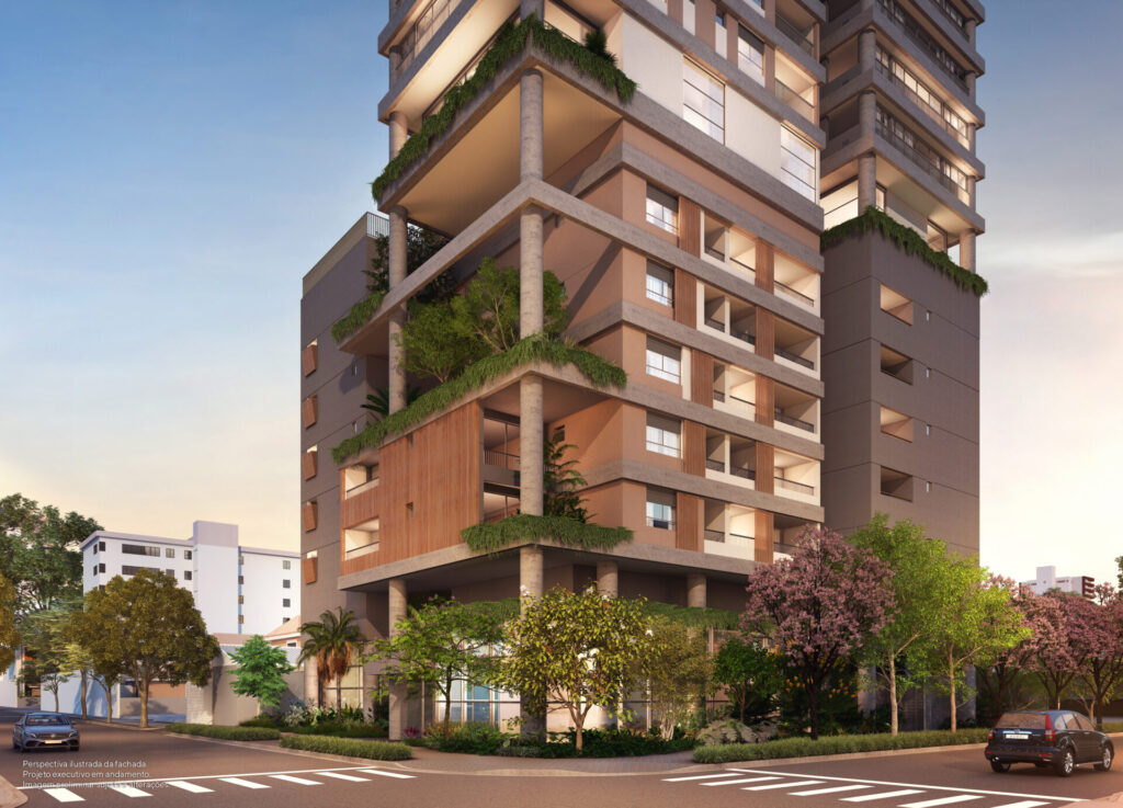 Detalhe Fachada - Emiie Moema - Lançamento - Skr - Avenida Lavandisca - Moema