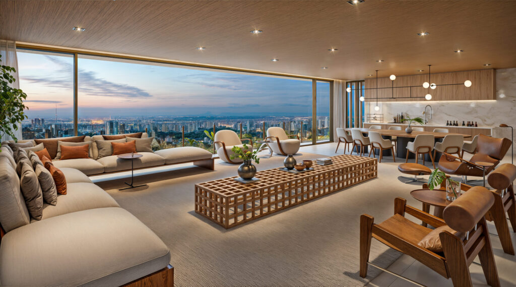 Living Ampliado Do Apartamento De 370M² No Vista Parque Ibirapuera, Projeto De Alto Padrão Da Kallas Com Vista Definitiva Para O Parque Ibirapuera.