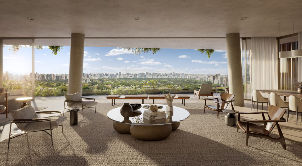 Conheça O Prédio Mais Impressionante Do Itaim Bibi 9 Sala Ampla Com Janelas Do Piso Ao Teto E Vista Para O Skyline De São Paulo