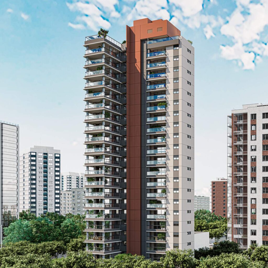 Fachada Contemporânea Do Lumen Campo Belo Em Torre Única Com Design Elegante E Detalhes Arquitetônicos Modernos